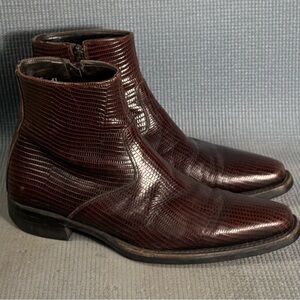 Europe Style Pointed Toe Chelsea Burgundy Ankle Side Zip Boots Men Sz 8 US 41 EU